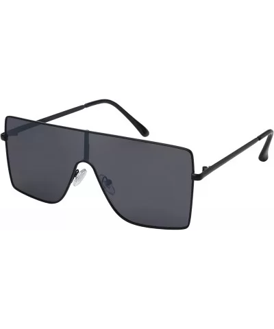 Large Flat Top One Piece Flat Lens Mono Shield Sunglasses 55692 - Matte Black Frame/Grey+flash Mirrored Lens - CO18EXIE6M6 $6...