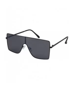 Large Flat Top One Piece Flat Lens Mono Shield Sunglasses 55692 - Matte Black Frame/Grey+flash Mirrored Lens - CO18EXIE6M6 $6...