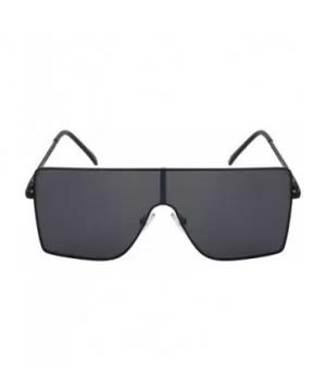 Large Flat Top One Piece Flat Lens Mono Shield Sunglasses 55692 - Matte Black Frame/Grey+flash Mirrored Lens - CO18EXIE6M6 $6...