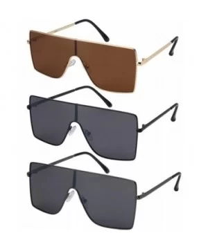 Large Flat Top One Piece Flat Lens Mono Shield Sunglasses 55692 - Matte Black Frame/Grey+flash Mirrored Lens - CO18EXIE6M6 $6...