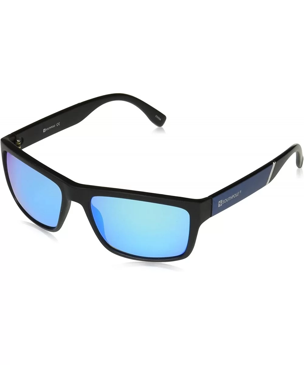 Men's 5023SP Vintage Rectangular Sunglasses with 100% UV Protection- 65 mm - Matte Black Blue - CK18ND056XE $27.80 Shield