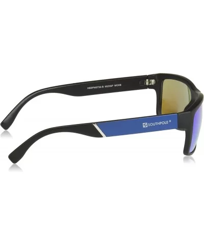 Men's 5023SP Vintage Rectangular Sunglasses with 100% UV Protection- 65 mm - Matte Black Blue - CK18ND056XE $27.80 Shield