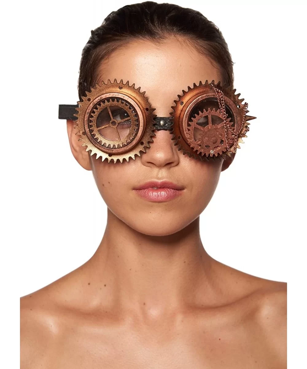 Steampunk Goggles (One Size Fits Most) - Bronze-chains - CN184EIN7SC $13.52 Goggle