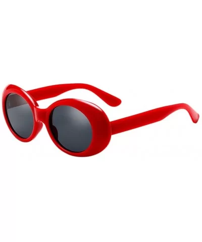 Ultra Thin Small Oval Glasses Ladies Round Sunglasses Blocking Glare Goggles - Red - CS18CYQCU74 $12.37 Goggle