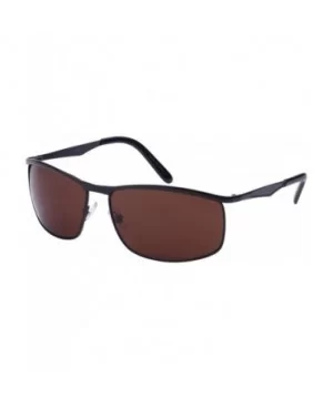 Men's Square Metal Top Frame Sunglasses 25076-SD - Matte Black/Brown Lens - CR12608URLJ $12.49 Square