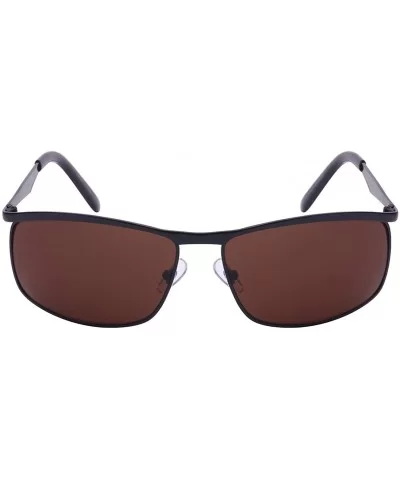 Men's Square Metal Top Frame Sunglasses 25076-SD - Matte Black/Brown Lens - CR12608URLJ $12.49 Square