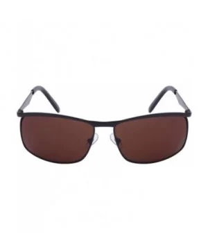 Men's Square Metal Top Frame Sunglasses 25076-SD - Matte Black/Brown Lens - CR12608URLJ $12.49 Square