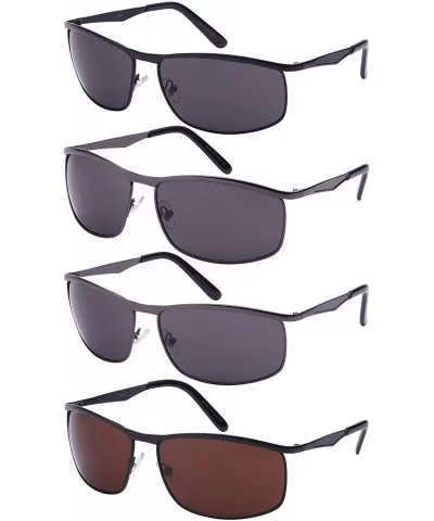 Men's Square Metal Top Frame Sunglasses 25076-SD - Matte Black/Brown Lens - CR12608URLJ $12.49 Square