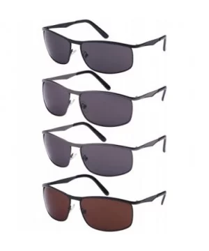 Men's Square Metal Top Frame Sunglasses 25076-SD - Matte Black/Brown Lens - CR12608URLJ $12.49 Square