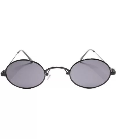 Small Oval Retro Classic Steampunk Fashion Mens Women Sunglasses - Gray / Black - C618UIOAU3Y $10.32 Oval