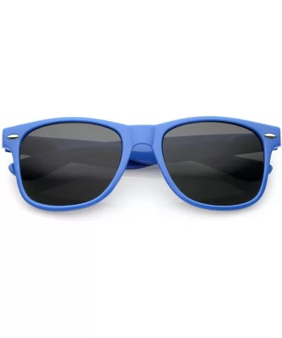 Modern Wide Arms Neutral Colored Square Lens Horn Rimmed Sunglasses 52mm - Blue / Smoke - C0188KCMHQK $7.76 Square