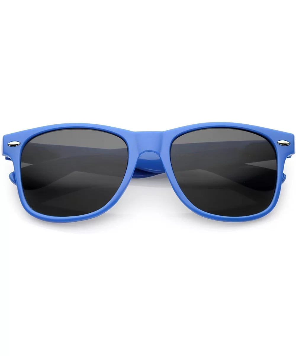 Modern Wide Arms Neutral Colored Square Lens Horn Rimmed Sunglasses 52mm - Blue / Smoke - C0188KCMHQK $7.76 Square