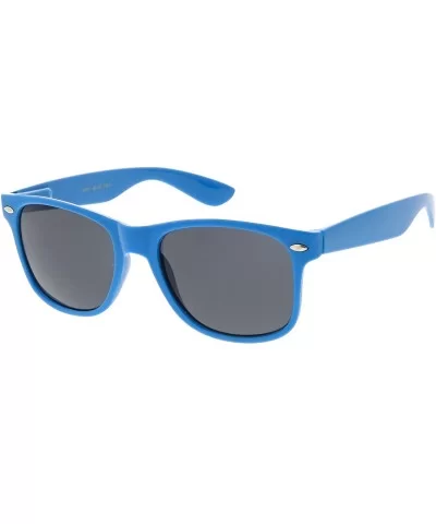 Modern Wide Arms Neutral Colored Square Lens Horn Rimmed Sunglasses 52mm - Blue / Smoke - C0188KCMHQK $7.76 Square