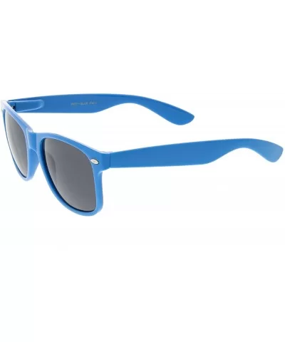 Modern Wide Arms Neutral Colored Square Lens Horn Rimmed Sunglasses 52mm - Blue / Smoke - C0188KCMHQK $7.76 Square