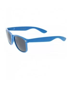 Modern Wide Arms Neutral Colored Square Lens Horn Rimmed Sunglasses 52mm - Blue / Smoke - C0188KCMHQK $7.76 Square