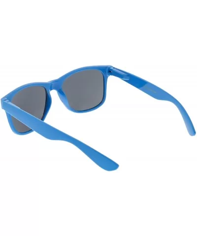 Modern Wide Arms Neutral Colored Square Lens Horn Rimmed Sunglasses 52mm - Blue / Smoke - C0188KCMHQK $7.76 Square