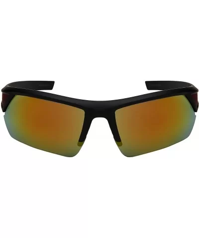 Sport Wrap Semi-Rimles Sunglasses Color Mirrored Lens for Men Women Ultra Lightweight UV Protection - CU18ZYDIIQS $8.22 Semi-...