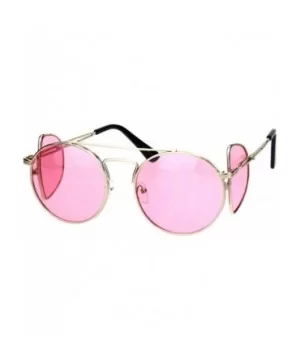 Unisex Round Sunglasses Extra Side Cover Lens Metal Frame UV 400 - Gold (Pink) - CL18IEEH32L $10.03 Round