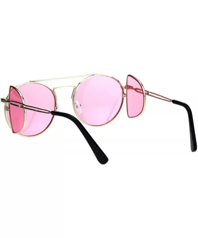 Unisex Round Sunglasses Extra Side Cover Lens Metal Frame UV 400 - Gold (Pink) - CL18IEEH32L $10.03 Round