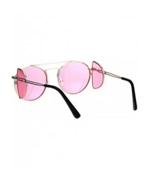 Unisex Round Sunglasses Extra Side Cover Lens Metal Frame UV 400 - Gold (Pink) - CL18IEEH32L $10.03 Round