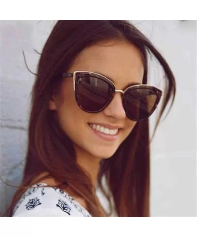 2019 Fashion Cateye Sunglasses Women Vintage Metal Eyewear For Women Leopard - Tea - CX18Y4RSGG7 $7.72 Oversized