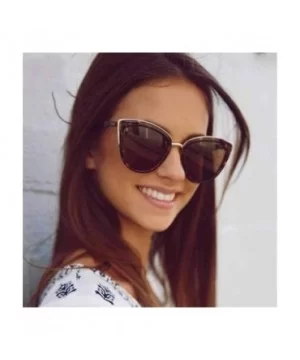 2019 Fashion Cateye Sunglasses Women Vintage Metal Eyewear For Women Leopard - Tea - CX18Y4RSGG7 $7.72 Oversized