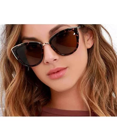 2019 Fashion Cateye Sunglasses Women Vintage Metal Eyewear For Women Leopard - Tea - CX18Y4RSGG7 $7.72 Oversized