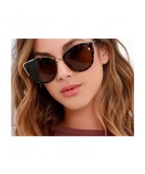 2019 Fashion Cateye Sunglasses Women Vintage Metal Eyewear For Women Leopard - Tea - CX18Y4RSGG7 $7.72 Oversized