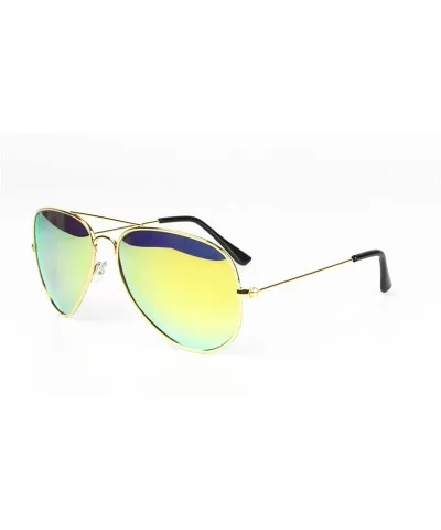 UV400 Classic Style Aviator Sunglasses For Men Women - Gold Frame -Yellow Lens - CB182L6UN4I $12.33 Sport