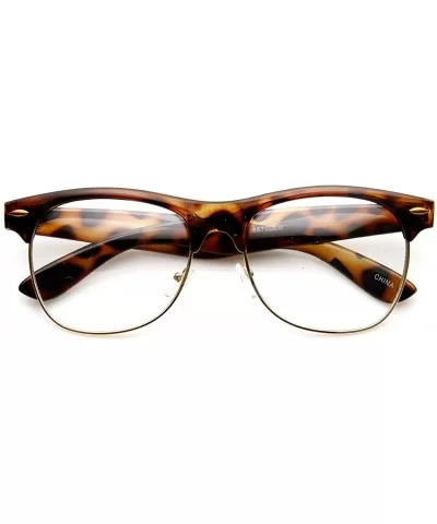 Classic Half Frame Semi-Rimless Clear Lens Horn Rimmed Glasses (Tortoise) - C211DV2ZVSR $9.07 Semi-rimless