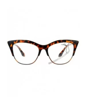 Vintage Retro Fashion Clear Lens Glasses Womens Half Rim Look Cateye - Tortoise - CF187C6IK6W $6.42 Cat Eye