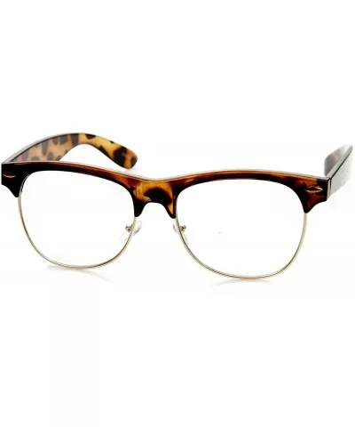 Classic Half Frame Semi-Rimless Clear Lens Horn Rimmed Glasses (Tortoise) - C211DV2ZVSR $9.07 Semi-rimless