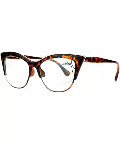 Vintage Retro Fashion Clear Lens Glasses Womens Half Rim Look Cateye - Tortoise - CF187C6IK6W $6.42 Cat Eye