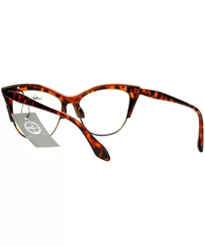 Vintage Retro Fashion Clear Lens Glasses Womens Half Rim Look Cateye - Tortoise - CF187C6IK6W $6.42 Cat Eye