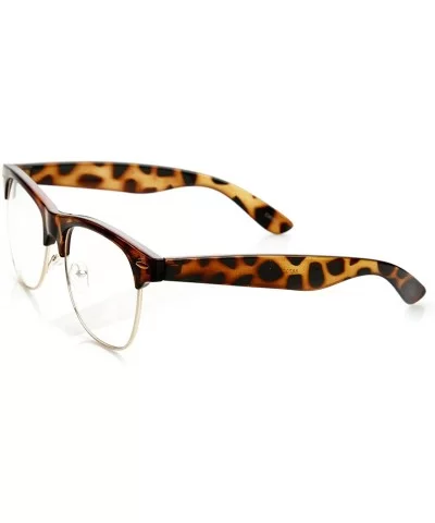 Classic Half Frame Semi-Rimless Clear Lens Horn Rimmed Glasses (Tortoise) - C211DV2ZVSR $9.07 Semi-rimless