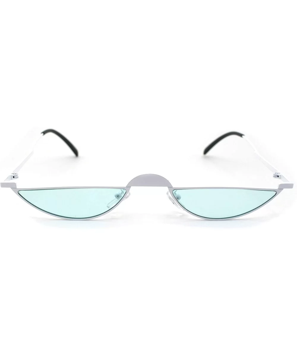 Avant-Garde Narrow Cropped Oval Retro Hippie Sunglasses - White Green - C5190R0ZX8K $8.69 Oval