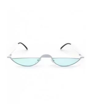 Avant-Garde Narrow Cropped Oval Retro Hippie Sunglasses - White Green - C5190R0ZX8K $8.69 Oval