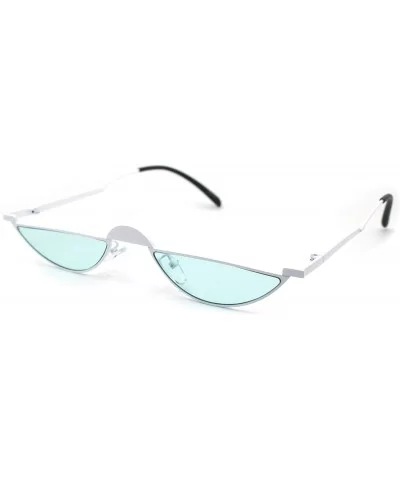 Avant-Garde Narrow Cropped Oval Retro Hippie Sunglasses - White Green - C5190R0ZX8K $8.69 Oval