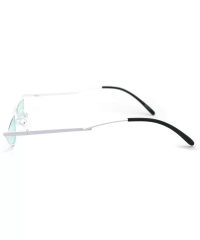 Avant-Garde Narrow Cropped Oval Retro Hippie Sunglasses - White Green - C5190R0ZX8K $8.69 Oval