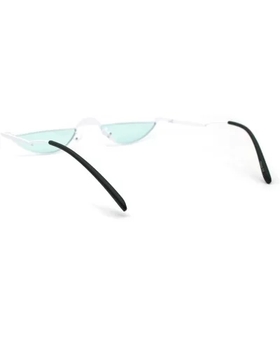 Avant-Garde Narrow Cropped Oval Retro Hippie Sunglasses - White Green - C5190R0ZX8K $8.69 Oval