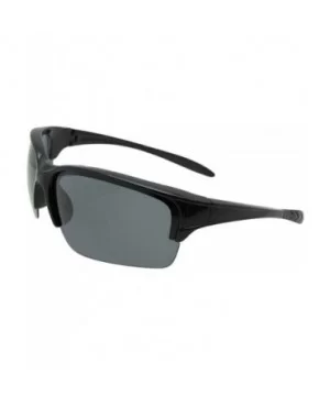 Wrap Around Half Rim Polarized Sunglasses PSR82 - Flat Black Frame Gray Lenses - CJ18LZ2EU2X $13.09 Wrap