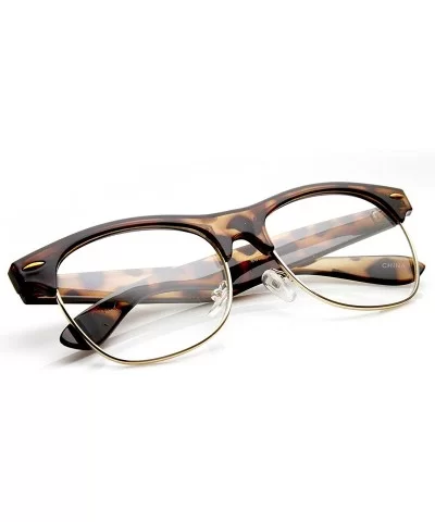 Classic Half Frame Semi-Rimless Clear Lens Horn Rimmed Glasses (Tortoise) - C211DV2ZVSR $9.07 Semi-rimless