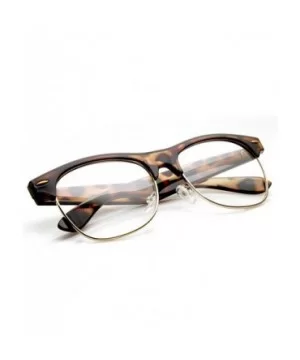 Classic Half Frame Semi-Rimless Clear Lens Horn Rimmed Glasses (Tortoise) - C211DV2ZVSR $9.07 Semi-rimless