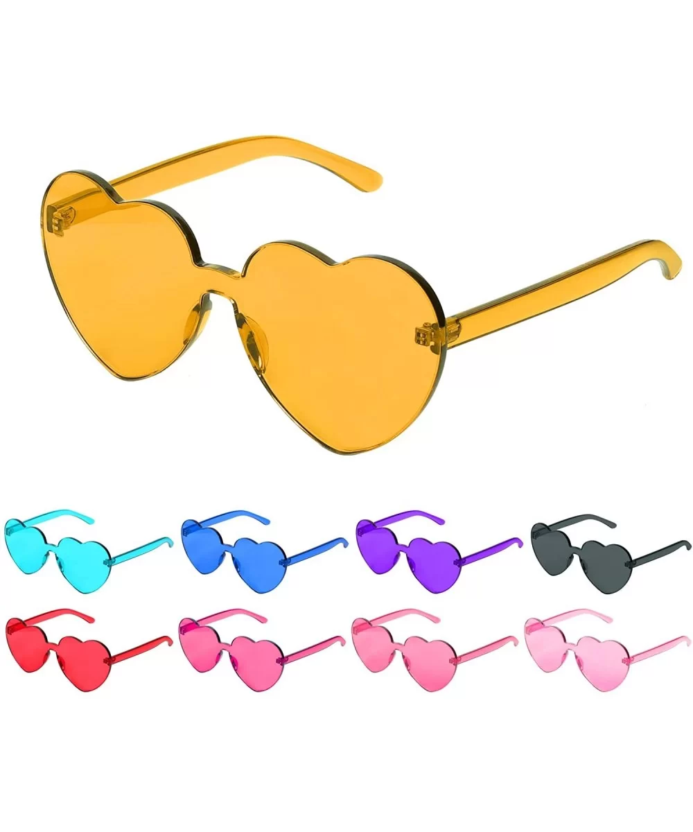 Heart Shaped Sunglasses Rimless Heart Transparent Colored Glasses - Yellow - C9196SZ8DTX $4.74 Rimless