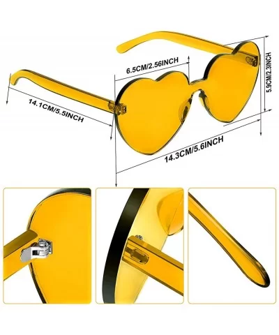 Heart Shaped Sunglasses Rimless Heart Transparent Colored Glasses - Yellow - C9196SZ8DTX $4.74 Rimless