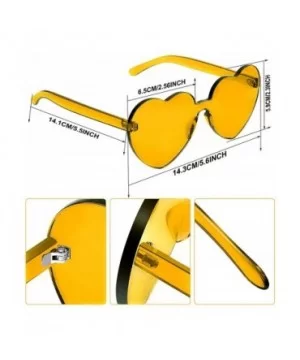 Heart Shaped Sunglasses Rimless Heart Transparent Colored Glasses - Yellow - C9196SZ8DTX $4.74 Rimless