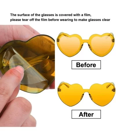 Heart Shaped Sunglasses Rimless Heart Transparent Colored Glasses - Yellow - C9196SZ8DTX $4.74 Rimless