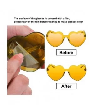 Heart Shaped Sunglasses Rimless Heart Transparent Colored Glasses - Yellow - C9196SZ8DTX $4.74 Rimless