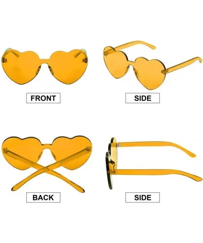 Heart Shaped Sunglasses Rimless Heart Transparent Colored Glasses - Yellow - C9196SZ8DTX $4.74 Rimless