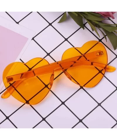 Heart Shaped Sunglasses Rimless Heart Transparent Colored Glasses - Yellow - C9196SZ8DTX $4.74 Rimless